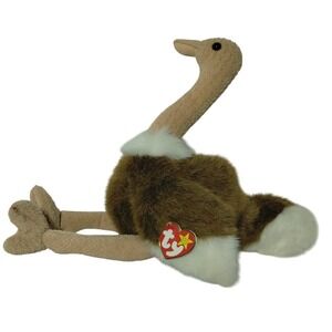 Ty Beanie Buddy Ostrich Plush Stuffed Animal Toy Brown White 14‎ inch